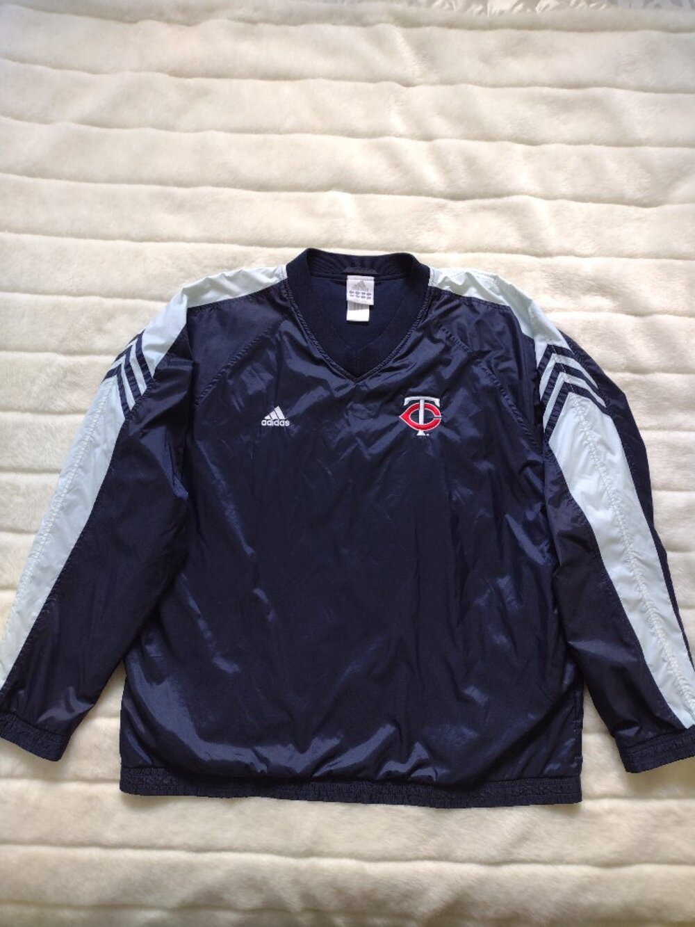 Vintage Adidas Men's Windbreaker Jacket Minnesota Twins Nylon Pullover XL Blue